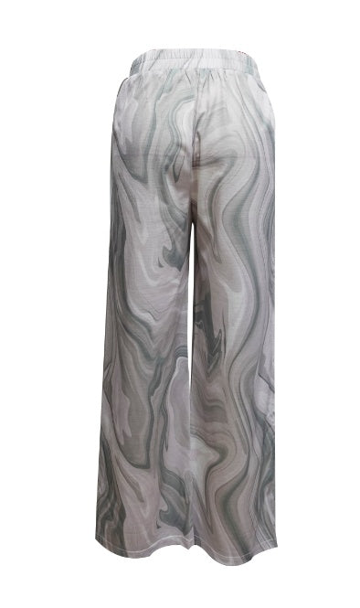 , Loose Pleated Casual Style Wide Leg Pants