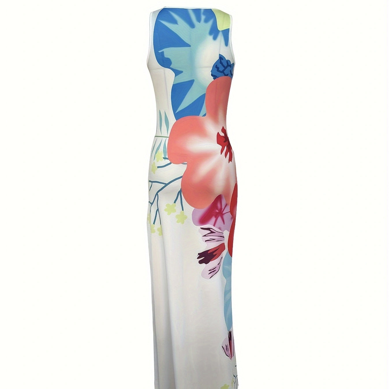 Ladies' V-neck Floral Thigh Slit Dress