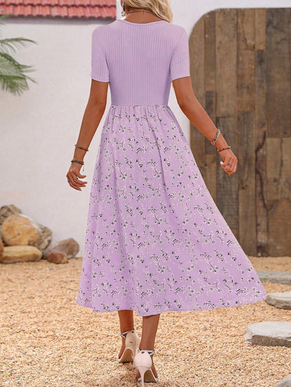 Classi Floral Scoop Neck Long Dress
