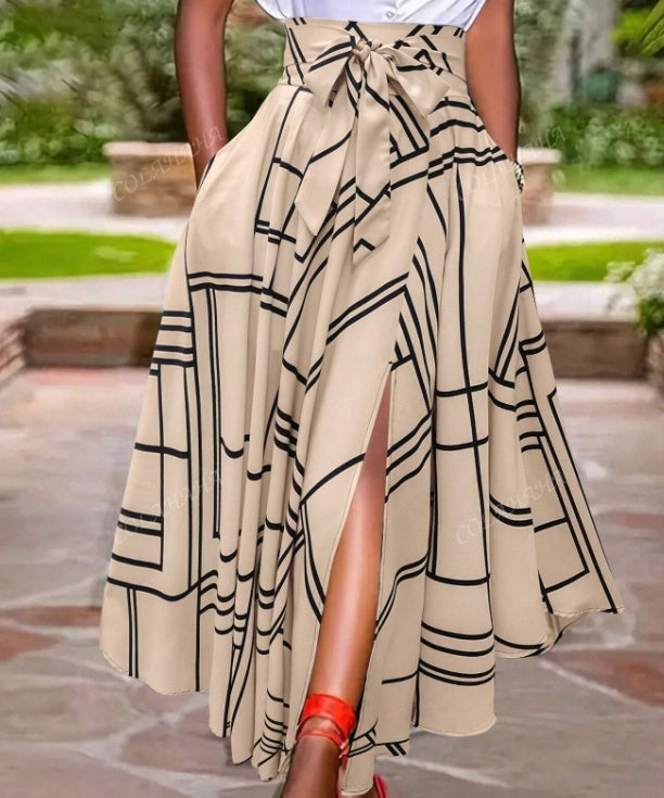 Women's Simple Daily Slit Long Skirt