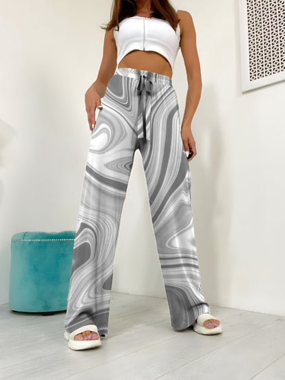 , Loose Pleated Casual Style Wide Leg Pants