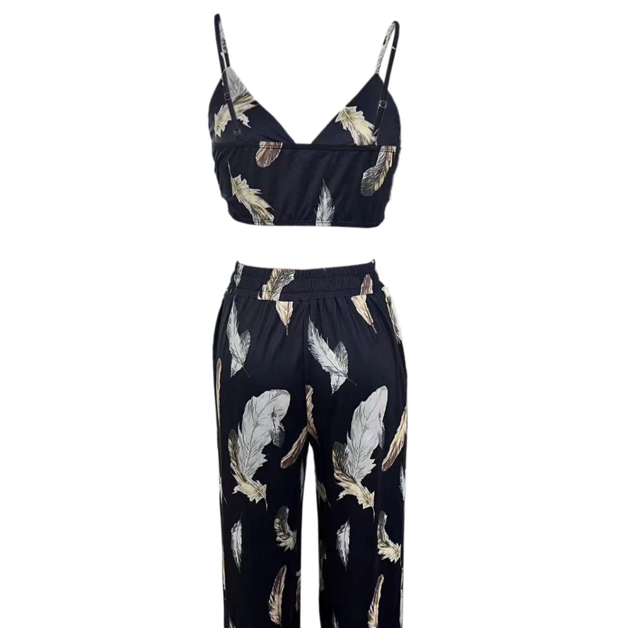 Ladies' High Waist Drawstring, Beach Pocket Pants, Sexy Top Set