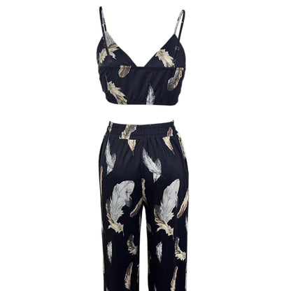 Ladies' High Waist Drawstring, Beach Pocket Pants, Sexy Top Set