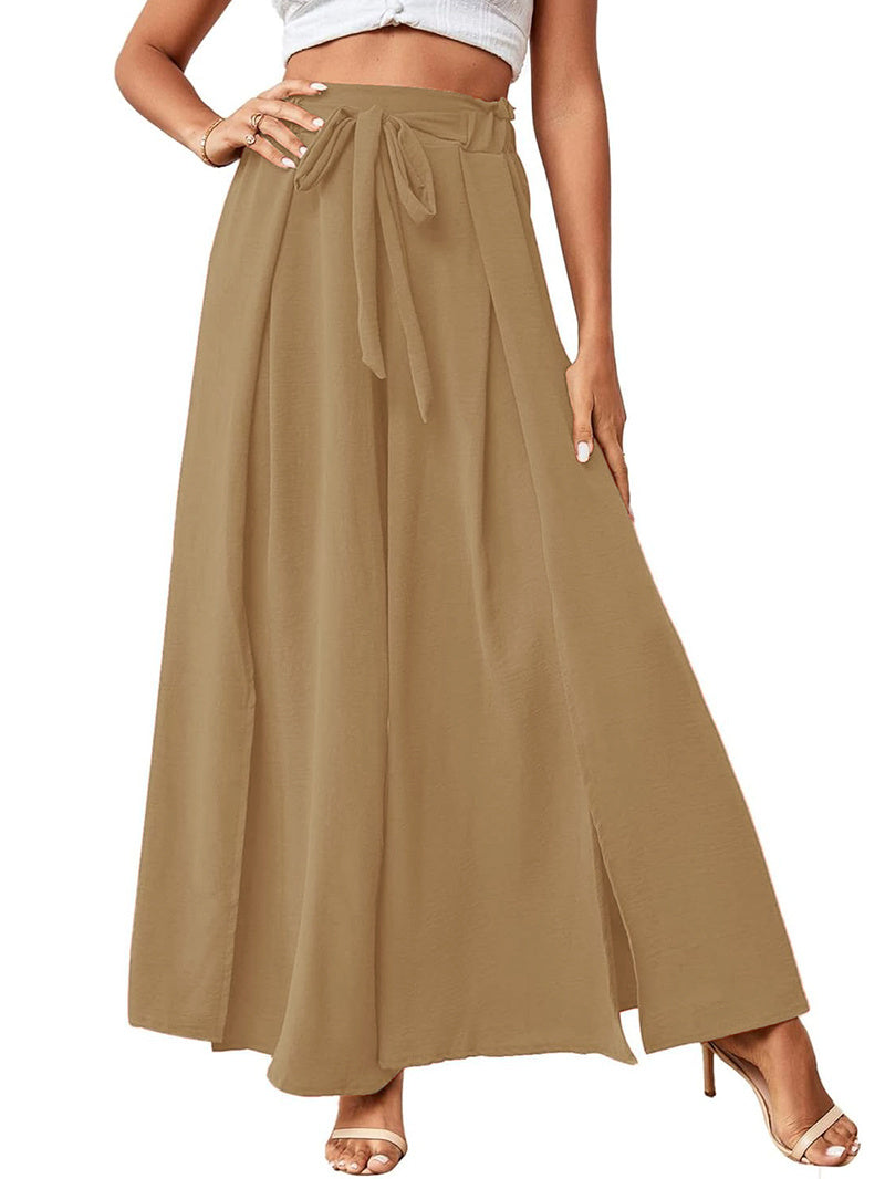 Solid Color Khaki Long Skirts