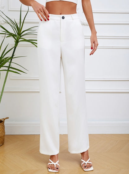 Button Slim Straight Simple and Comfortable Pants