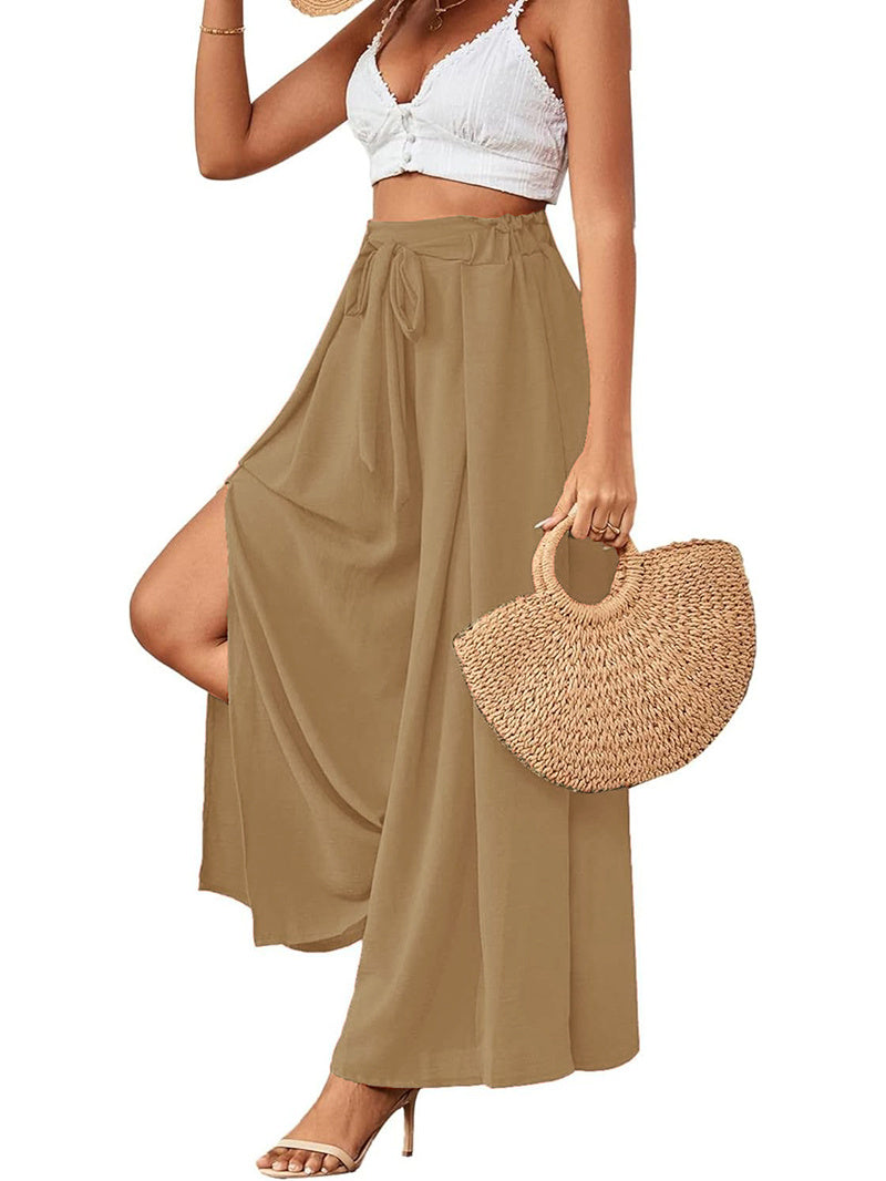 Solid Color Khaki Long Skirts