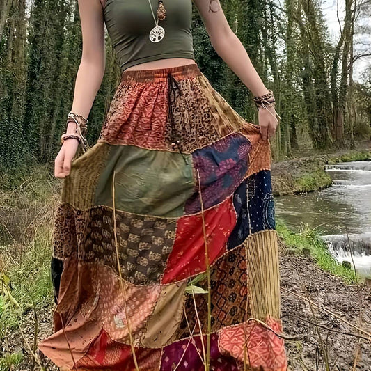 Plus Size Plaid Long Skirt - Summer -
