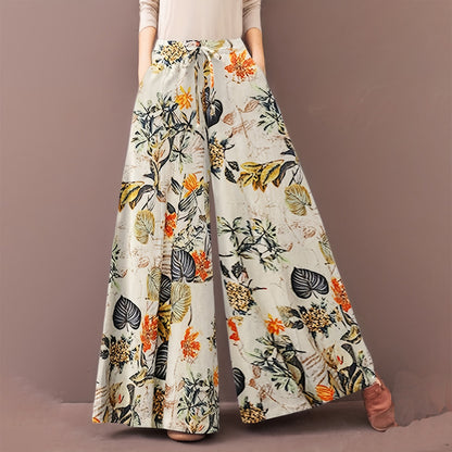 Plus Size Botanical Print Tie Women's Casual