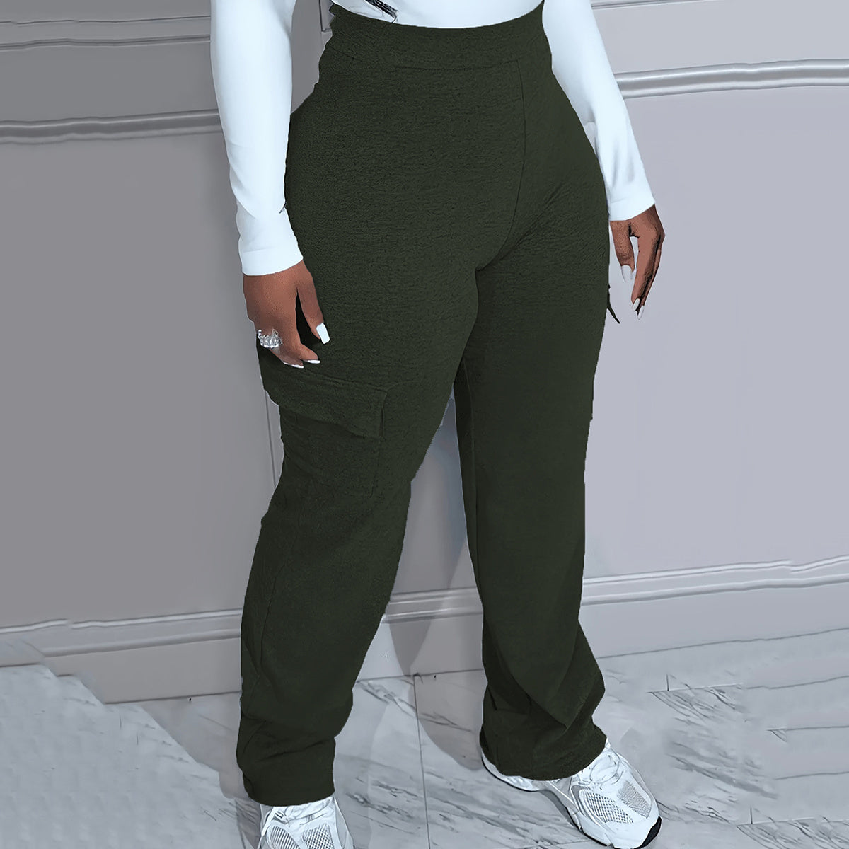 Large Size Workwear Knitted Women's Trousers