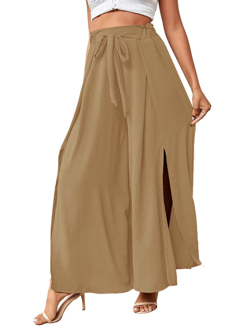 Solid Color Khaki Long Skirts