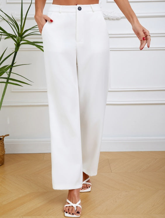 Button Slim Straight Simple and Comfortable Pants