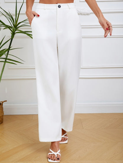 Button Slim Straight Simple and Comfortable Pants