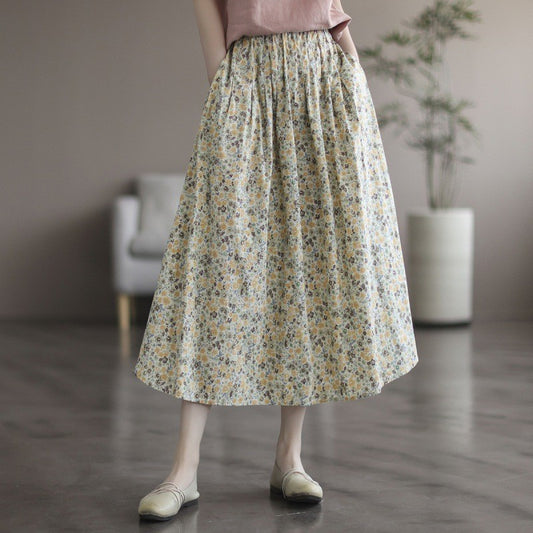 Artistic Floral Long Skirt