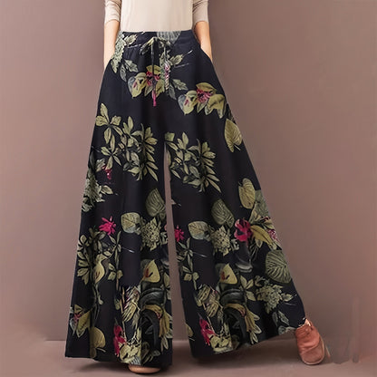 Plus Size Botanical Print Tie Women's Casual