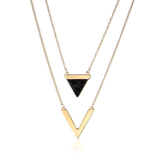 Marble Chevron Double Layer Necklace.